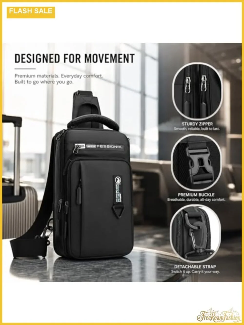 Waterproof Nylon Sling Shoulder Crossbody Bag for Men with Multiple Pockets